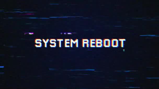 System Reboot Text Med Glitch Bakgrund Koncept För Videospel Skärm — Stockvideo