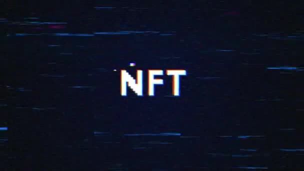 Nft Text Glitch Background Concept Video Games Screen Nft Retro — Stock Video