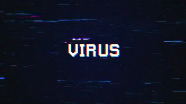 Virus Text Chybovým Konceptem Pozadí Pro Obrazovku Videoher Virus Retro — Stock video