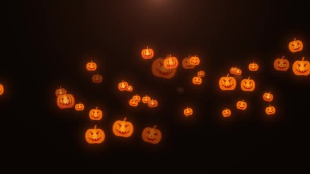 Светящиеся Тыквы Хэллоуин Хэллоуин Анимированный Фон Анимированных Страшных Тыкв — стоковое видео