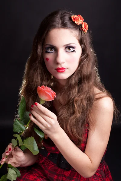 Portrait of the girl with rose — Stock Photo, Image