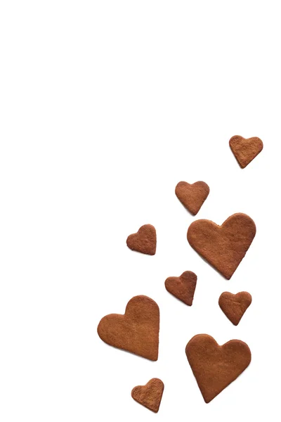 Heart shaped pastry over white background. — Stock Photo, Image