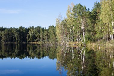 Gölde bir yansıması ile peyzaj