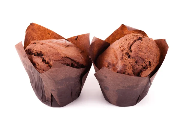 Muffin al cioccolato isolato su sfondo bianco — Foto Stock