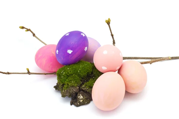 Uova di Pasqua con muschio — Foto Stock