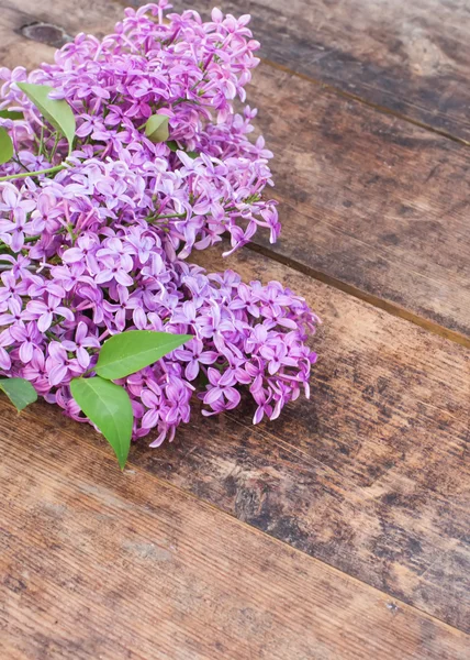 Fresh lilac on wooden background — Stock Photo, Image