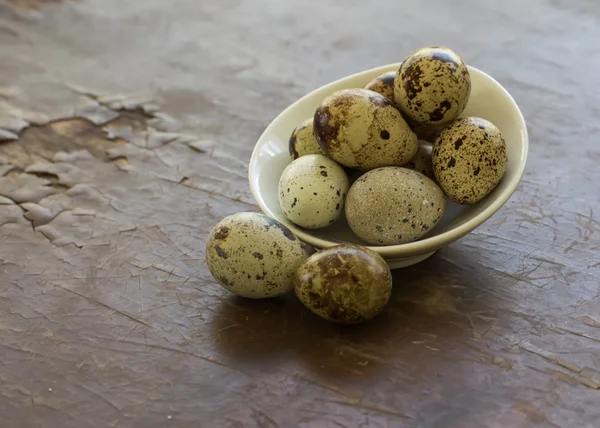 Quail eggs on wooden background — Stock Photo, Image