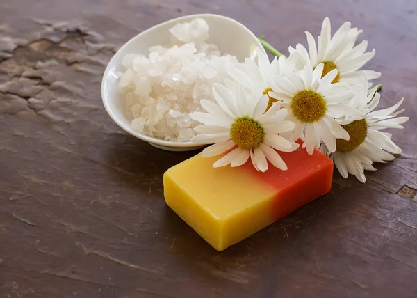 Spa products on wooden background. — Stock Photo, Image