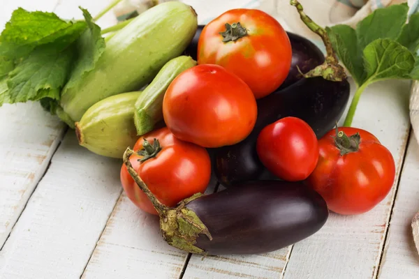 Fresh vegetables on wooden table — Stock Photo, Image