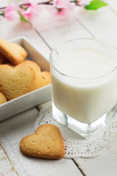 Melk en koekjes — Stockfoto