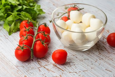 Taze domates ve mozzarella peyniri.