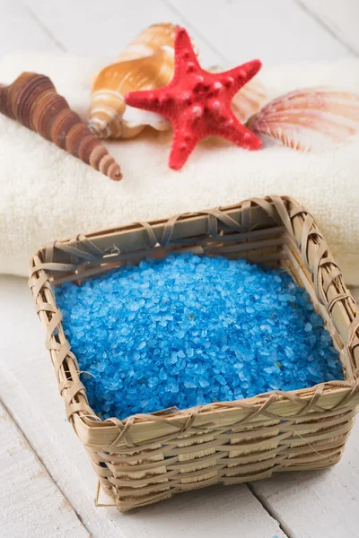 Sea salt in bucket — Stock Photo, Image