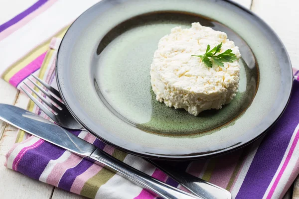 Cottage cheese on plate — Stock Photo, Image