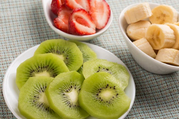 Fresh kiwi, strawberry, banana — Stock Photo, Image