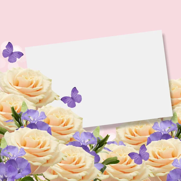 Vykort med blommor — Stockfoto