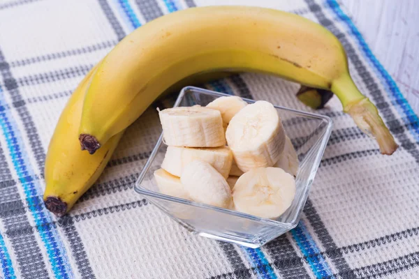 Banana sliced in bowl — Stock Photo, Image