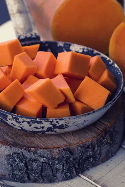 Raw pumpkin on wooden background. — Stock Photo, Image