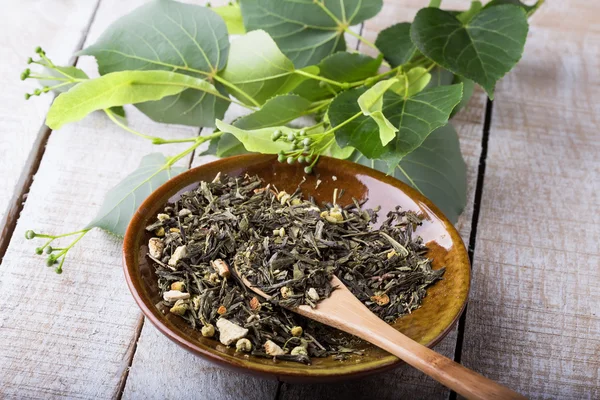 Dry herbal tea on plate — Stock Photo, Image