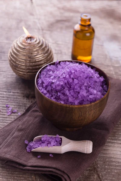 Sea salt in bowl — Stock Photo, Image