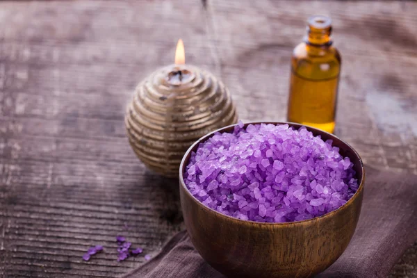 Sea salt in bowl — Stock Photo, Image