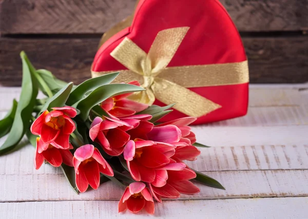 Postcard with tulip flowers — Stock Photo, Image