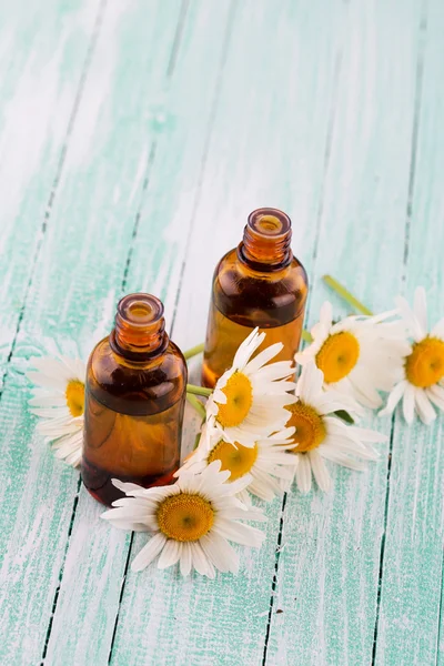 Essential aroma oil with chamomile — Stock Photo, Image