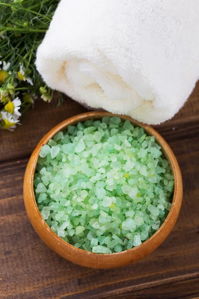 Sea salt with chamomile — Stock Photo, Image