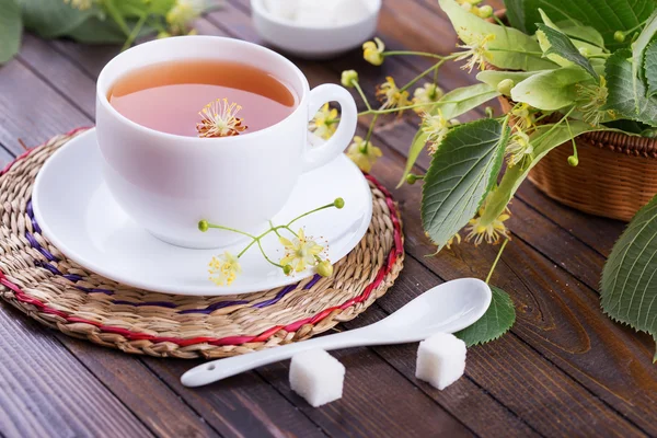 Fresh tea with linden — Stock Photo, Image