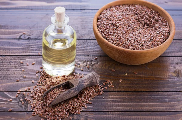 Flax seeds oil — Stock Photo, Image