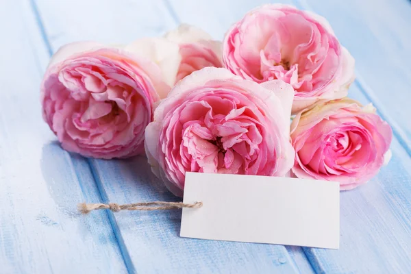 Postal con rosas frescas — Foto de Stock