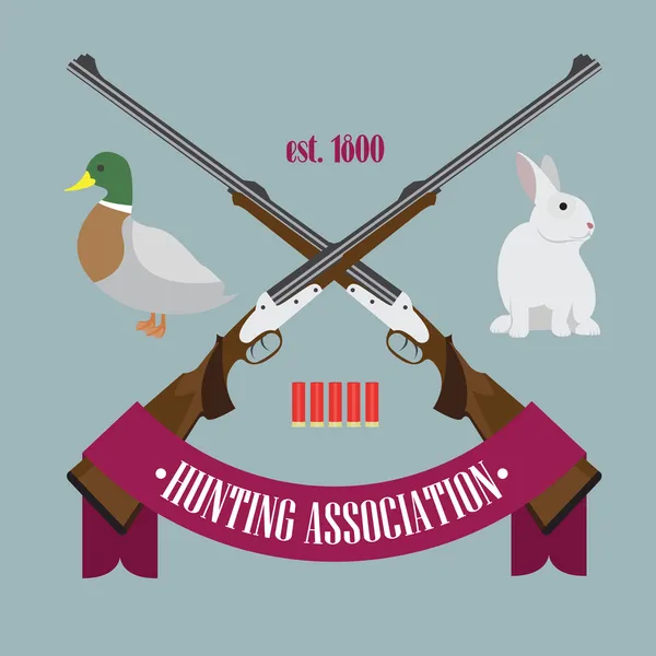 Illustrazione del logo dell'Associazione di Caccia con fucili — Vettoriale Stock