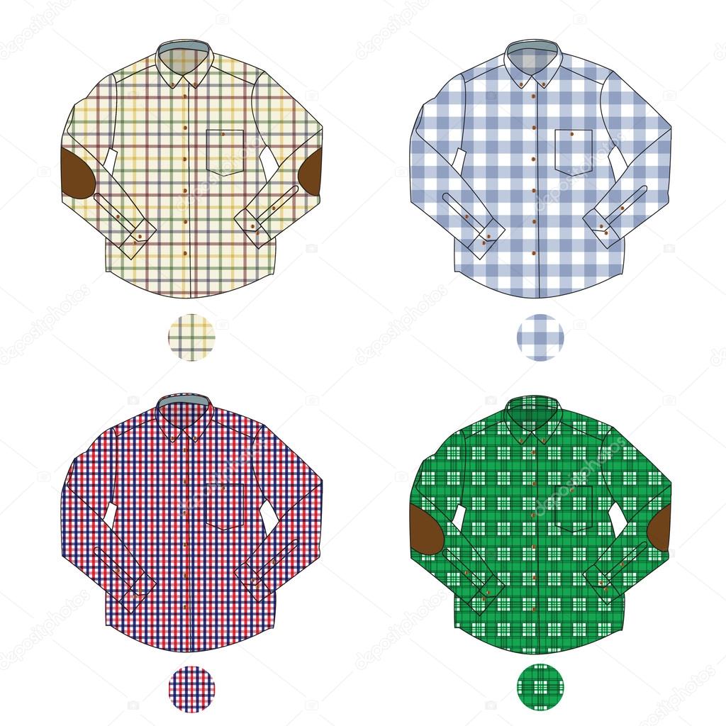 Illustration of men's check shirts