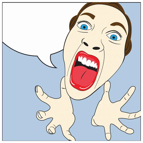 Pop Art Woman screaming — Stock Vector