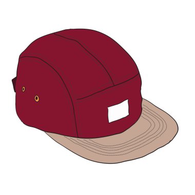 5 panel beyzbol şapkası çizimi