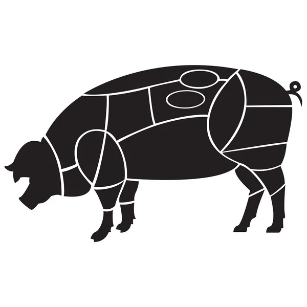Schema di taglio della carcassa di maiale — Vettoriale Stock