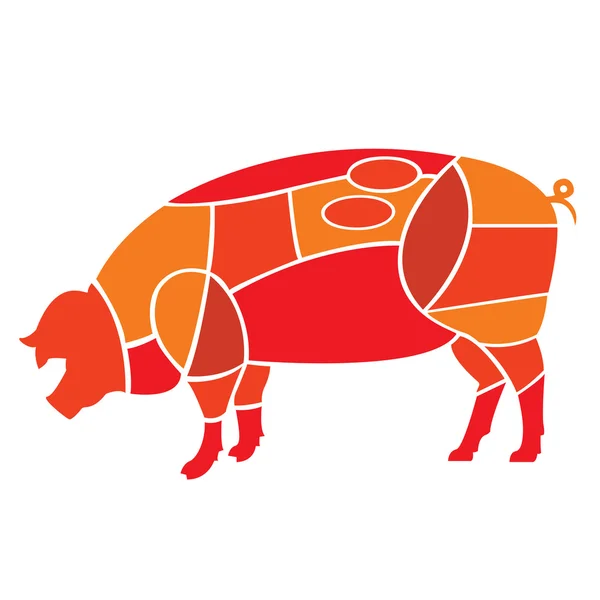 Схема різання свинячої туші — стоковий вектор