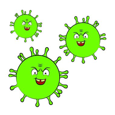 Kızgın Coronavirus karakterinin vektör çizimi. Covid 19