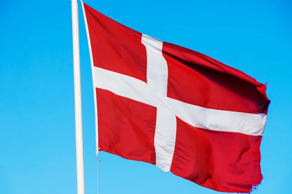 Tanskan Lippu Tuulessa — kuvapankkivalokuva