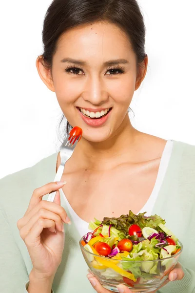 Gesunde junge Frau mit Salat — Stockfoto