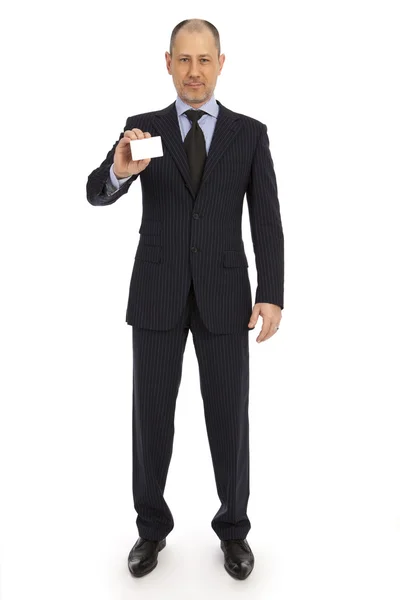 The businessman shows the card. — Stock Photo, Image
