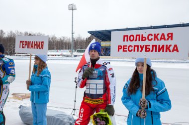 krasnogorsk Rusya'da buz speedway-gladyatör.