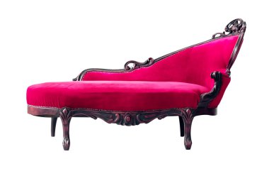 Vintage lüks klasik pembe koltuk. Beyaz arka plan üzerinde izole