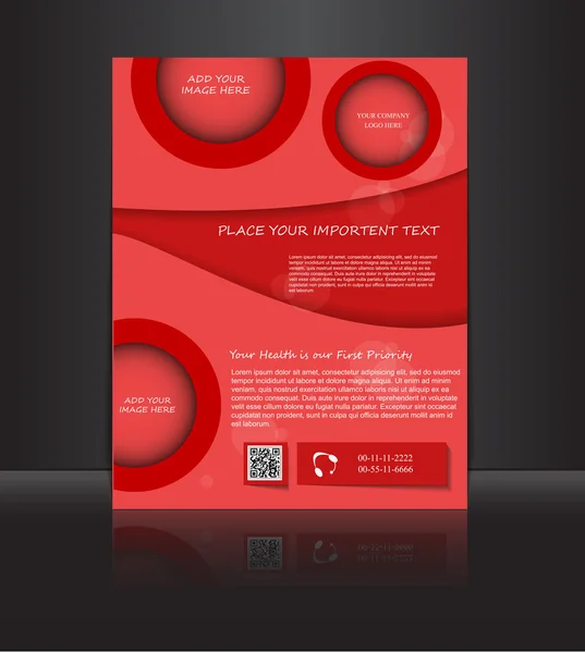 Flyer de couleur rouge pour les travaux médicaux — Image vectorielle