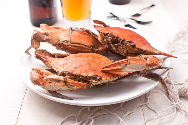 Cooked rock crabs on a plate — Stock Photo, Image