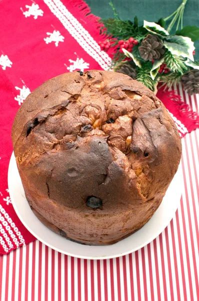 Seluruh Natal Pemandangan atas panettone kue Italia — Stok Foto