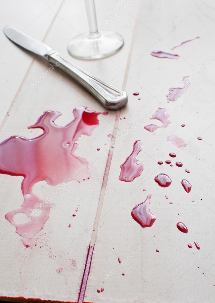 Spilled red wine