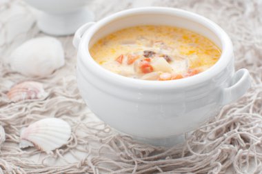 Creamy fish soup clipart