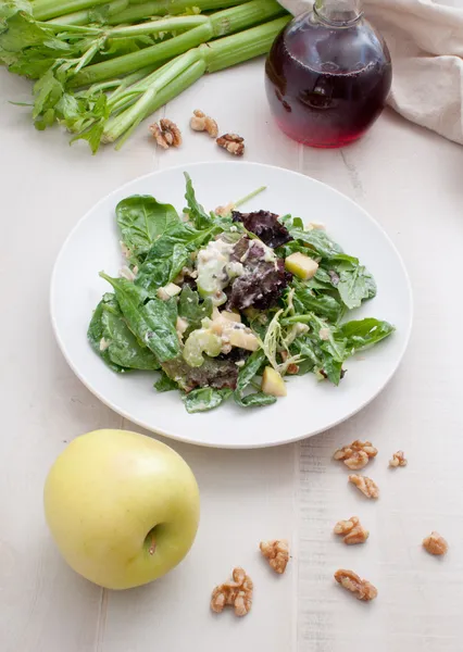 Waldorf salad with apple, celery and walnuts — Stock Photo, Image