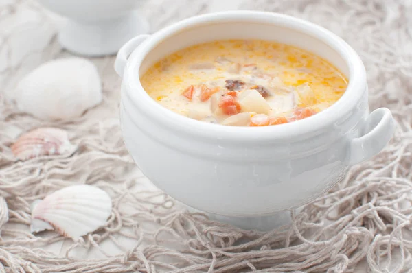 Creamy fish soup — Stock Image Creamy fish soup Stock Image