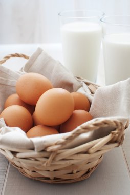 sepet ve bir süt yumurta
